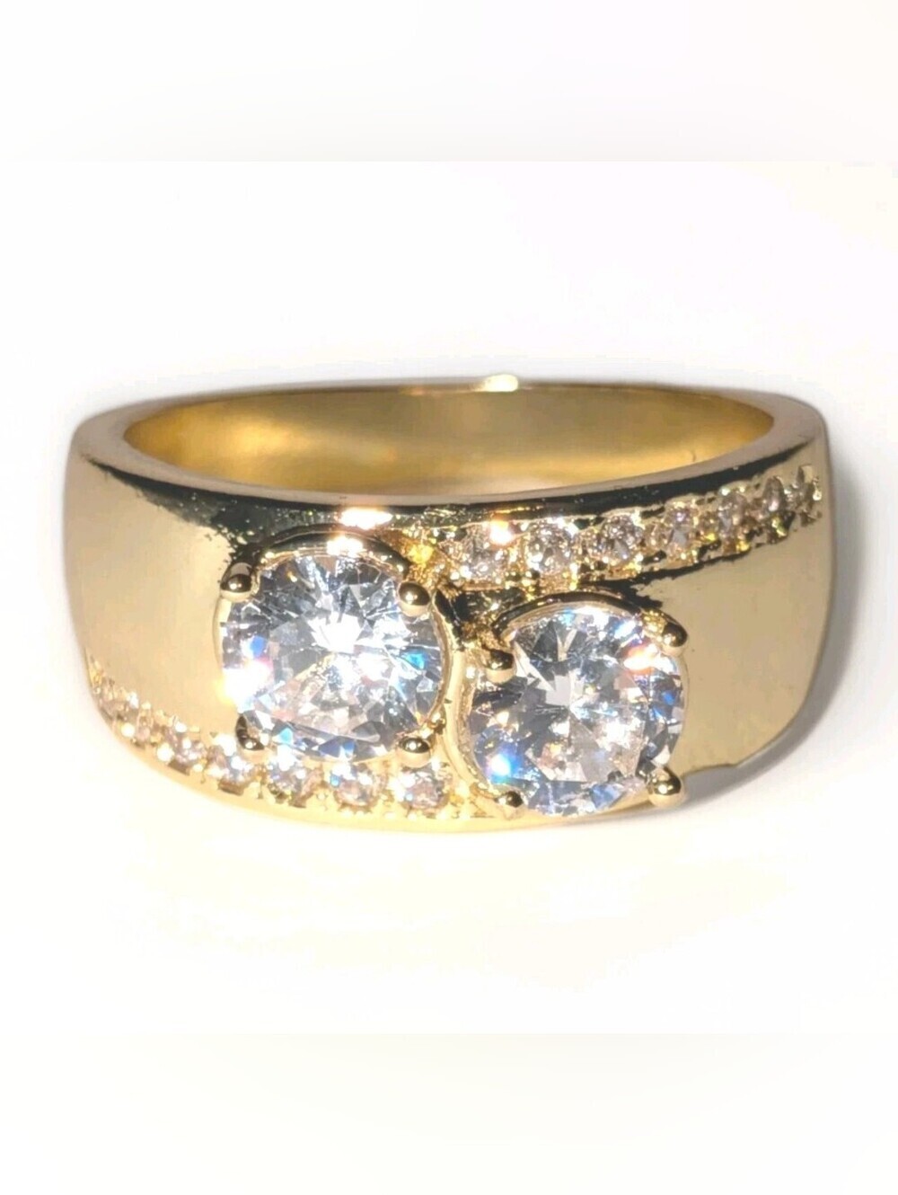 Men's 3 Ct Round Cut Moissanite Prong Engagement Ring 14K Yellow Gold Plate Sz 9